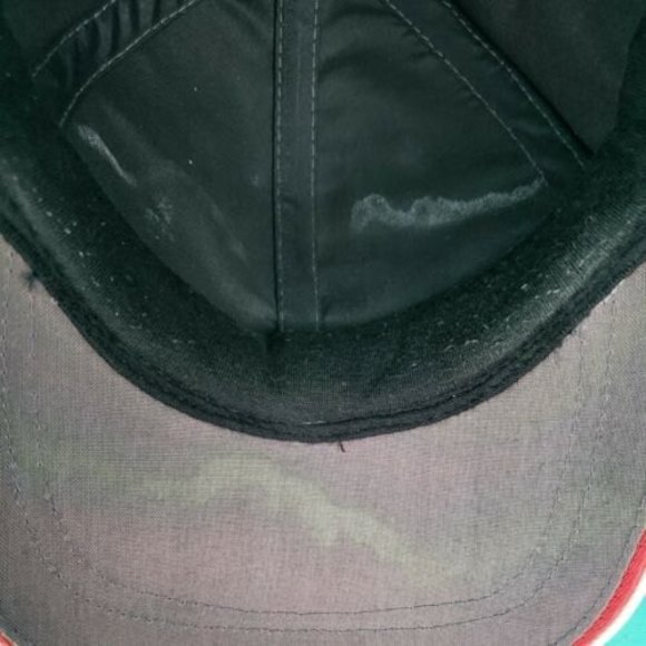 Vintage L XL Fitted Logo Athletic Bud Racing Black with Red White Stripe Hat/Cap - Picture 8 of 10